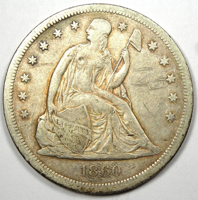 1860-O Seated Liberty Silver Dollar $1 - XF Detail (EF) - Rare Coin!