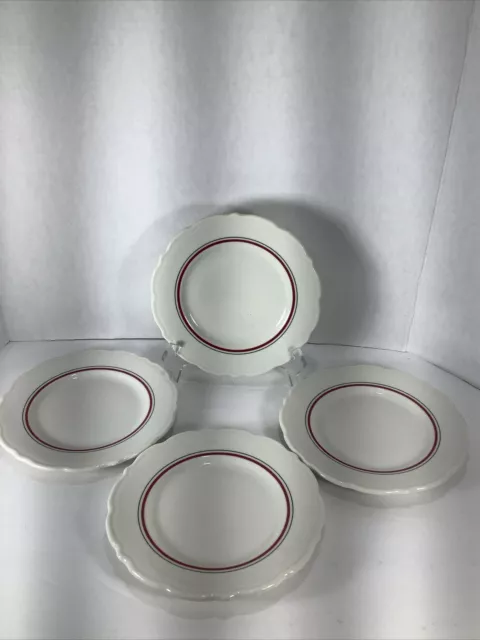 Set of 4~Syracuse China®️Scalloped Edge Dessert Plates~7.25”