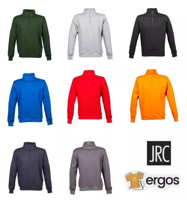 JRC Felpa BELGIO in Cotone Collo a Lupetto Mezza Zip Corta Sport Lavoro Uomo