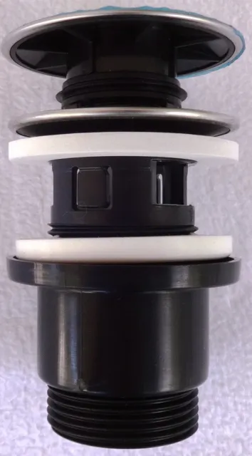 Druckknopf Ablaufventil 1 ¼ Zoll mit Überlauf (schwarz verchromt) (NEU)