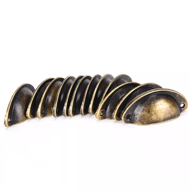 12x Antique Cupboard Cabinet Knob Cup Drawer Furniture Door Shell Pull Hand_jr 3