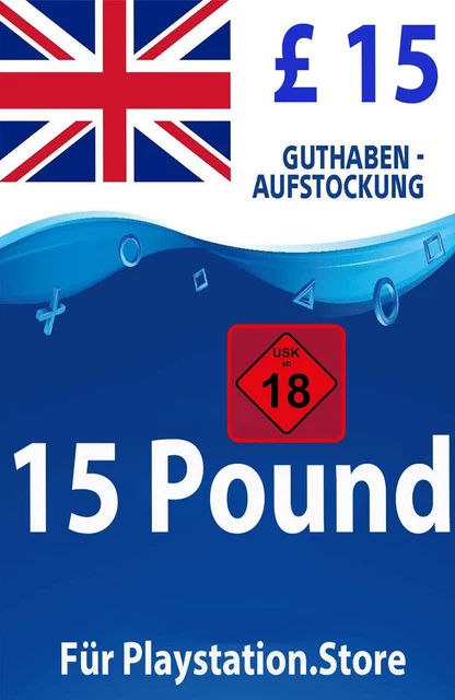 PSN Card UK 15 Pfund - £15 PlayStation PS5/PS4 Guthaben Digital Code - Nur UK