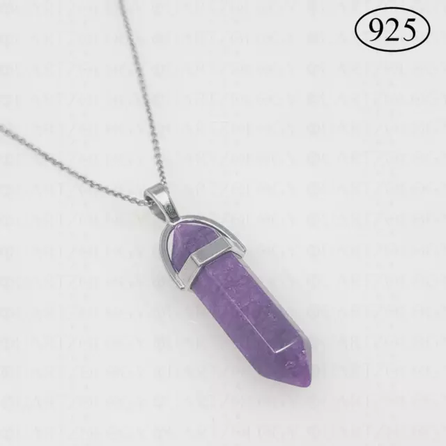 Natural Quartz Chakra Crystal Healing Pendant 925 Sterling Silver Necklace Chain