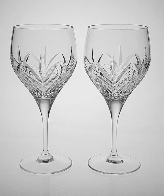 1815. PAIR Royal Doulton Crystal Ascot 6 5/8" Wine Glasses Signed 44.