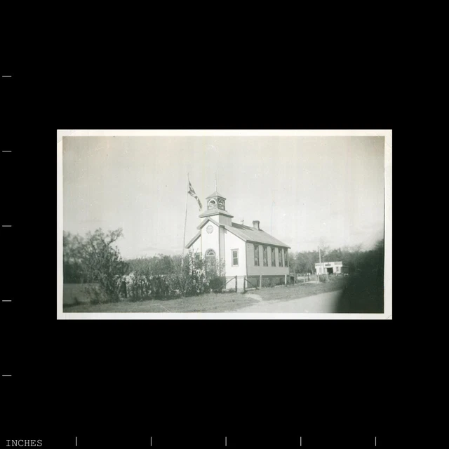 Old Vintage Photo SCHOOL HOUSE WITH BRITISH FLAG
