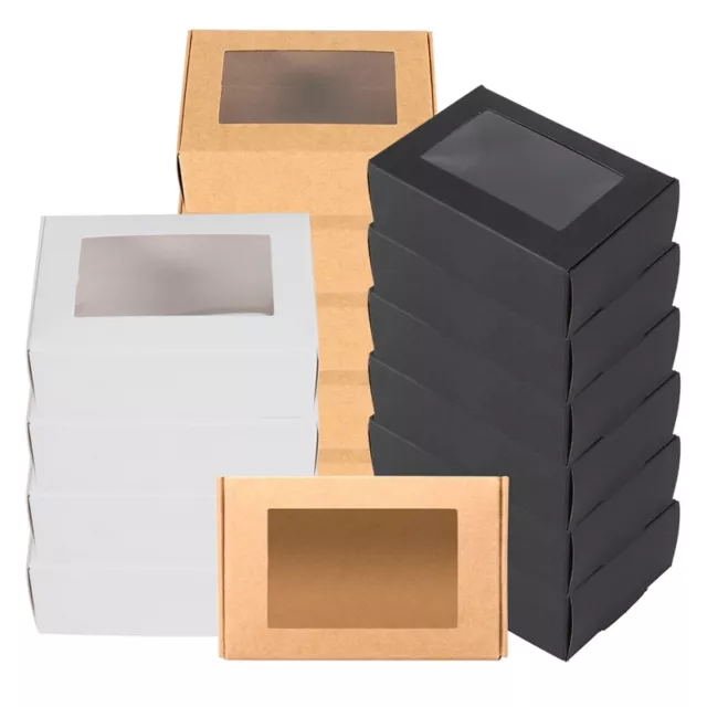 5X(30 Pcs  Kraft  Box with Window Present Packaging Box Treat Box for Soap2769