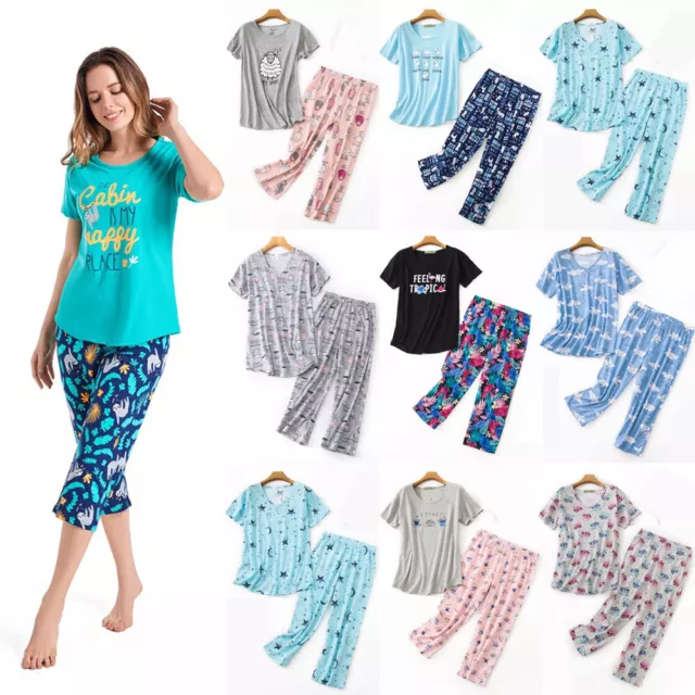 Ladies Pyjamas Set Printed Pjs Women's Sleepwear Lounge Wear Nightwear Plus Size