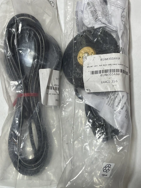 2 - Motorola Magnetic Antenna Mount 12ft Cable (Mounts & Cable Only)  LOT