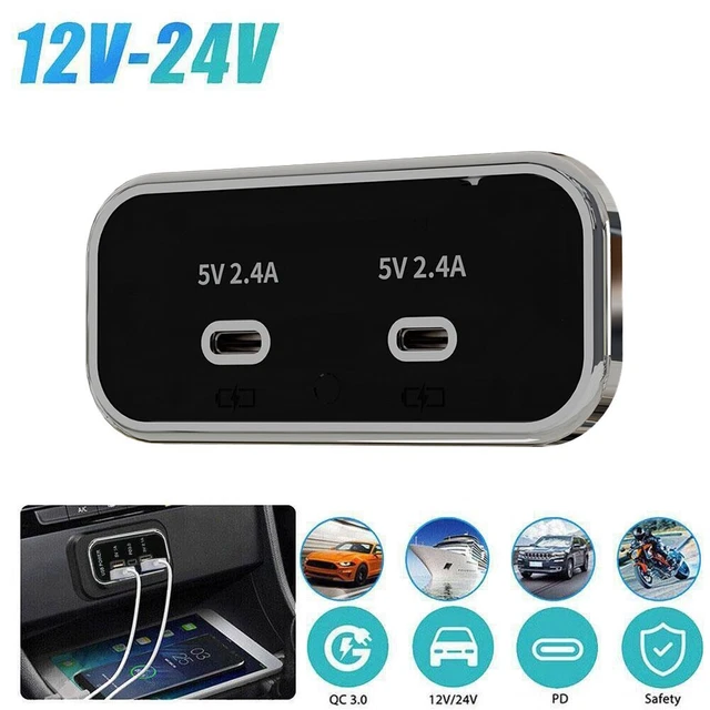 Presa caricabatterie auto USB 2 porte Pd tipo C 2.1 A facile da usare veloce