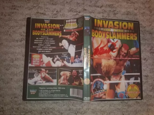 Wrestling DVD Cover WWF Invasion of the Bodyslammers Tatanka signed WWE WCW DWA