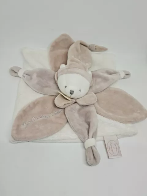 Mon Doudou Collector Et & Compagnie Ours Blanc Plat Pétales Dc2922 Taupe Neuf