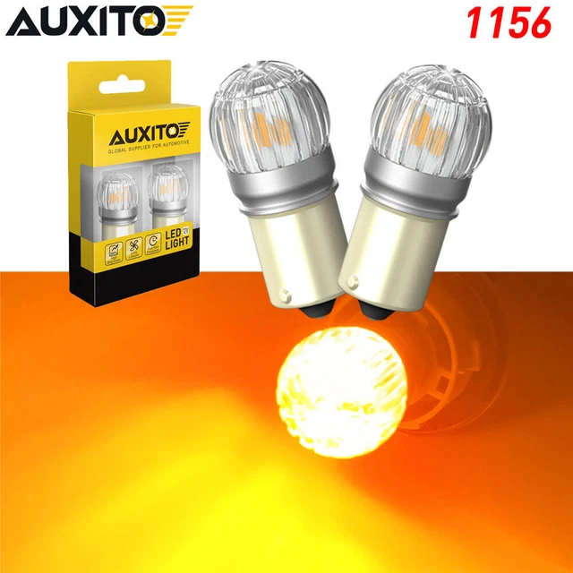 1156 7506 LED Turn Signal Parking Light Bulb Yellow Error Free Canbus AUXITO EON