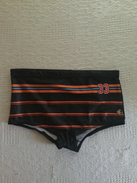 Swordfish Swimming Trunks Briefs Vintage black orange blue Stripes small