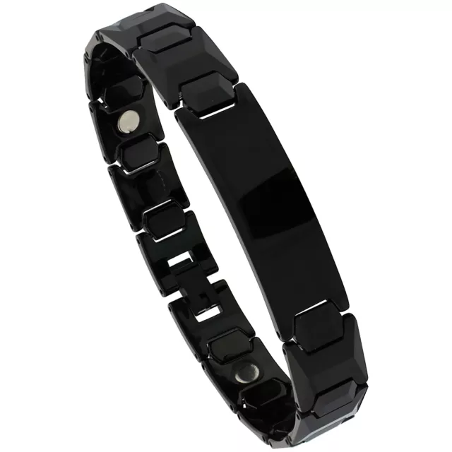 Tungsten Carbide Black Magnetic ID Bracelet