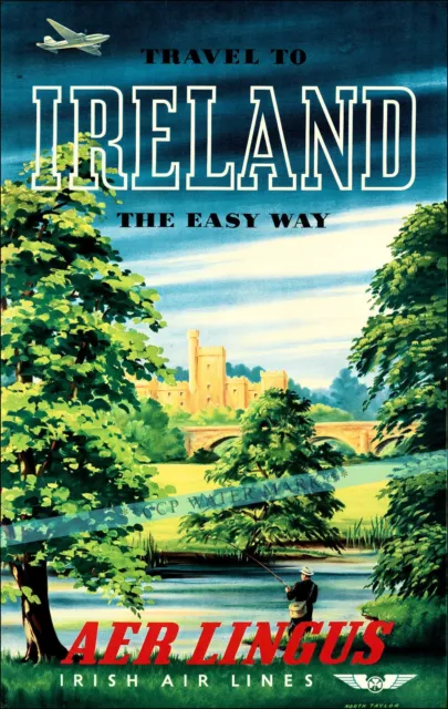 Ireland 1960 The Easy Way Vintage Poster Print Retro Style Air Travel Art