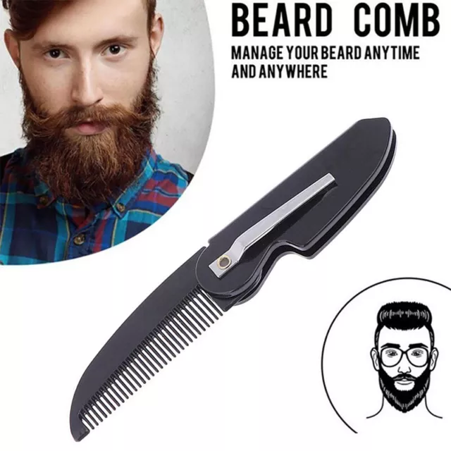 Pettine Per Barba Pieghevole Portatile Pieghevole Con Clip Per Capelli Baffi -