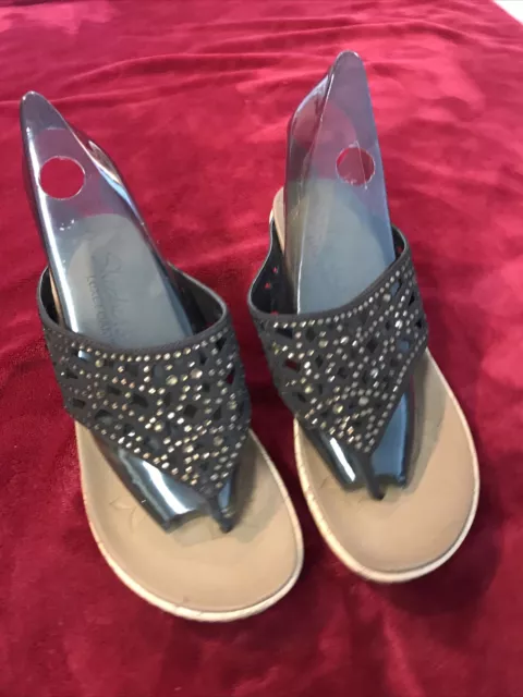 SkeechTong Women's Wedge Sandals 8  Brown / with glitter stones