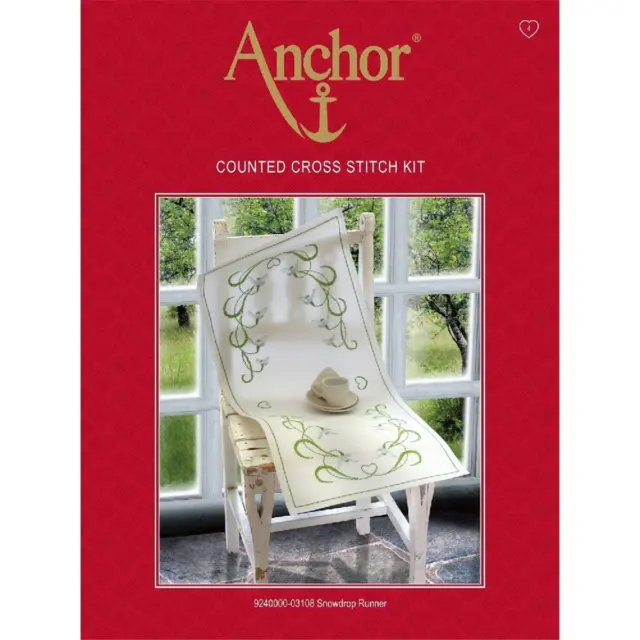 Anchor counted Cross Stitch kit Table runner "Snowdrop", DIY