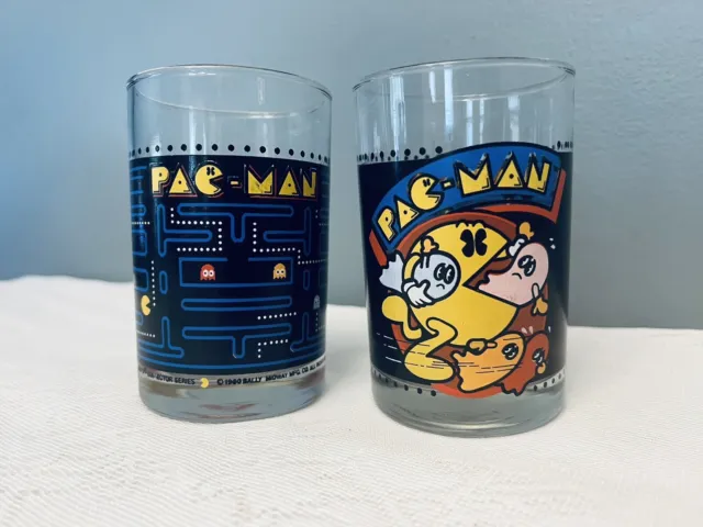 Vintage 1980 Midway Bally "Pac-Man" Glass from Arby's Collector Series Lot Of 2