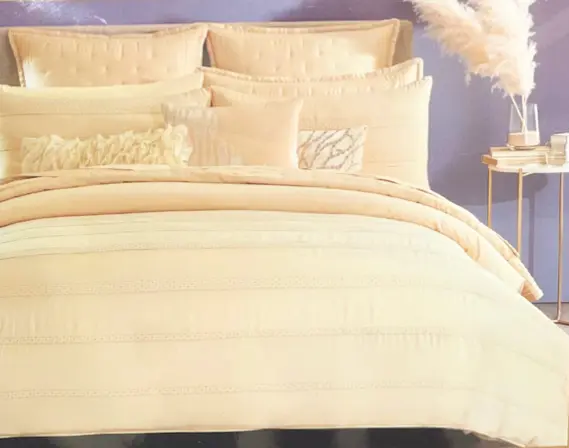 Donna Karan Home 2 KING Designer Shams Silky Stripe Gold Collection Ret.$380 NEW 3