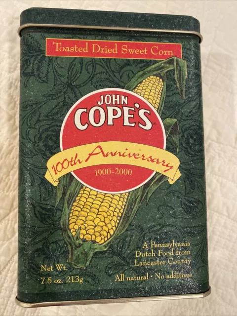 John Cope's Toasted Dried Sweet Corn Tin 100th Anniversary Lancaster County PA