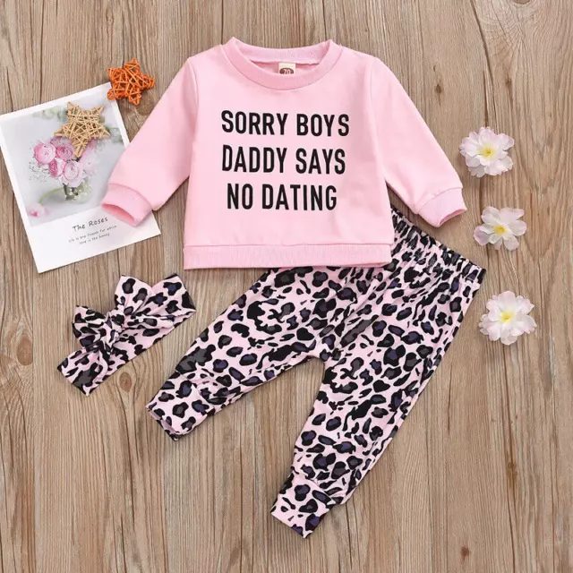 Abiti per bambina bambini bambina top maniche lunghe pantaloni abiti leopardato tuta 2