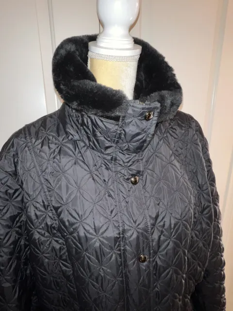 Andrew Marc Coat Jacket Black Parka Faux Fur Quilted Winter Snow New York XL