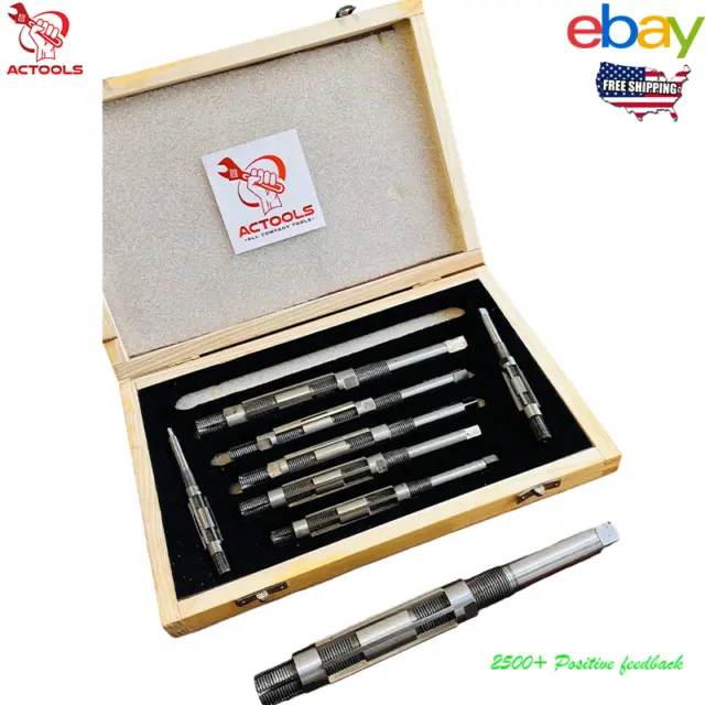New Adjustable Hand Reamer  8 Pcs Set H-4 to H-11 Sizes 15/32 To 1.1/16 'USA