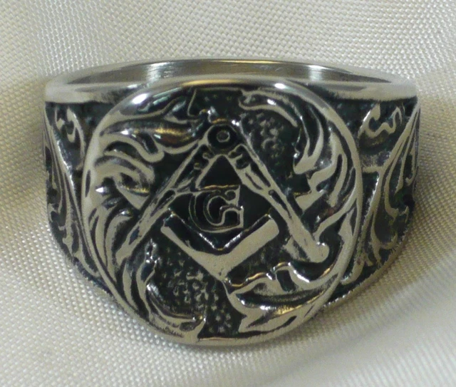 Bague Homme Argent 925 Motif Tête De Mort Maçonnique - Compas Et équerre, Neuve Sans Emballage