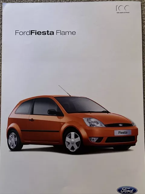 Ford Fiesta Flame Range Sales Info Brochure Frameable 2003 FA1463