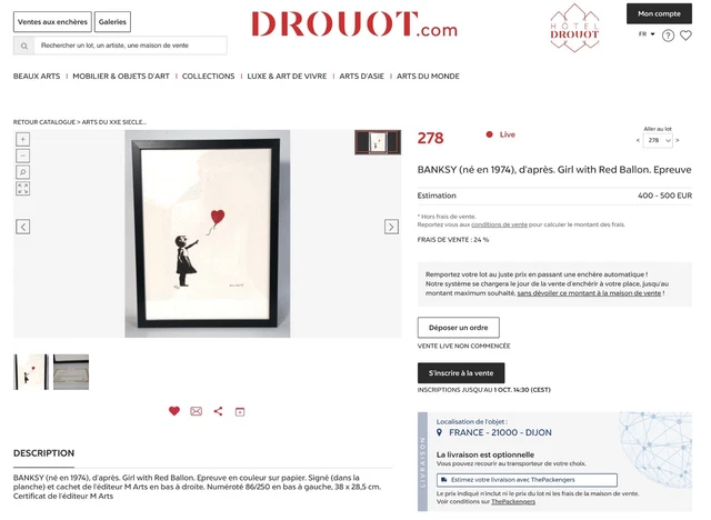 Banksy Original M Arts Edition Lithographie Signée Numérotée /150 + CADRE INCLUS 2