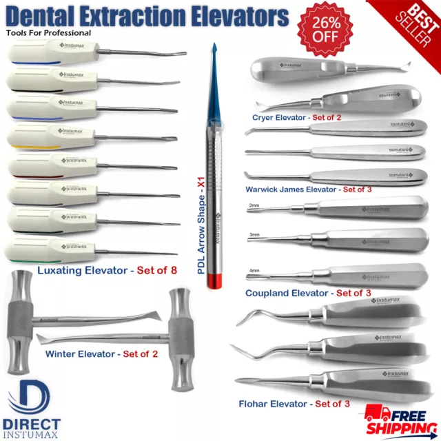 Dental Elevators Tooth Extraction Luxating Root Tip Implant Surgical Instruments