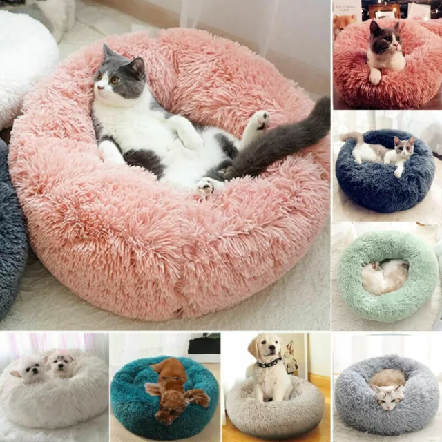 Large Luxury Shag Warm Fluffy Pet Bed Dog Puppy Kitten Fur Donut Cushion Mat