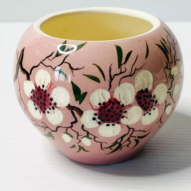 Guy Boyd Vintage Australian Pottery Small Pink Floral Vase Pot 6.5cm Signed