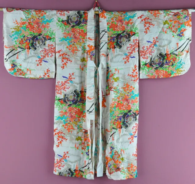 8) ANTIQUE JAPANESE Silk Kimono Textile Robe $32.00 - PicClick