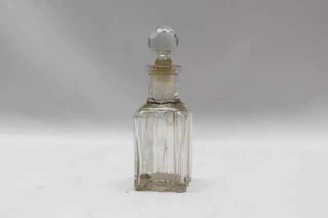 Collectible: 1900s Old Vintage Perfume Bottle with Fine Hand-Cut Glass Stopper