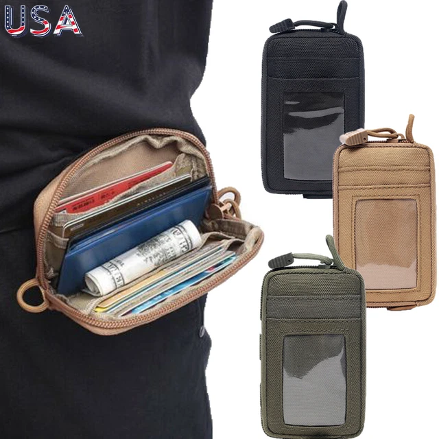 Front Pocket Wallet with Zippers - Small Coin Purse Tactical Wallet Nylon Wallet