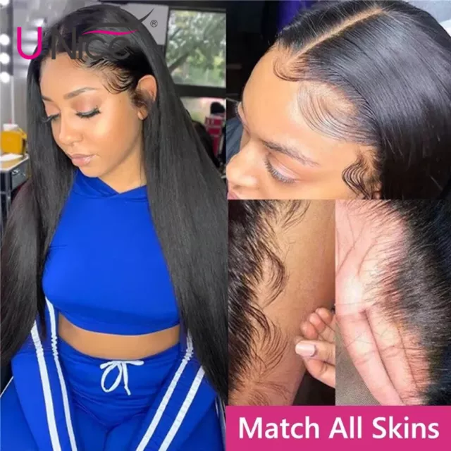 UNice Peruvian Straight HD Transparent Lace Front Wig Human Hair 180% Density US