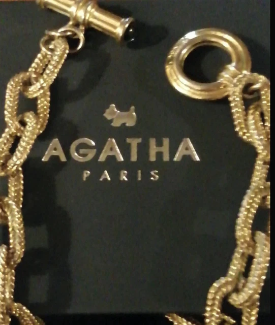 Collier Agatha Vintage Doré - Maille Serpent Avec Pendentif Franges Métalliques, Longueur 41-45 Cm, Occasion