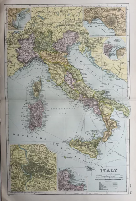 1902 Italy Antique Map by G.W. Bacon over 120 Years Old