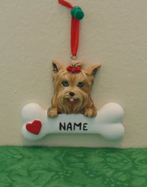 Personalized Dog Breed "Yorkshire Terrier" On A Bone Christmas Tree Ornament