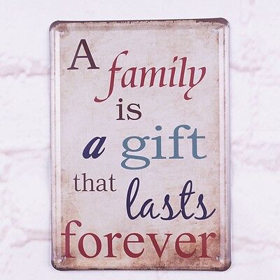 A Family Is A Gift  Plate Retro Tin Metal Sign Home Pub Bar Wall Decor