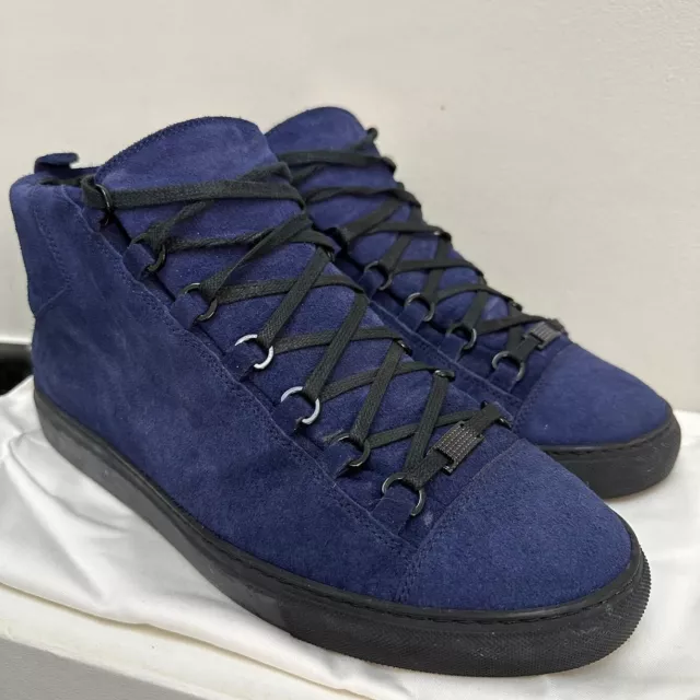 Balenciaga Men's Arena Royal  Blue Suede High Top Lace Up Sneakers Sz 43 Us 10