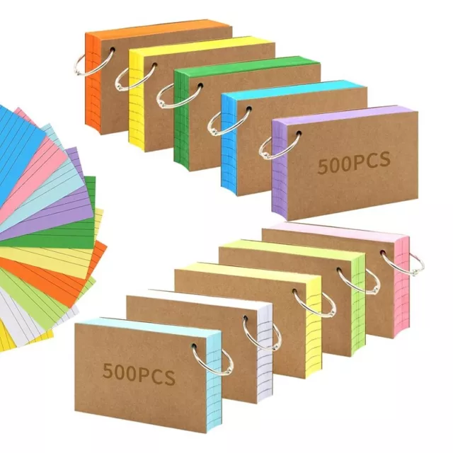 1000 StüCk Karteikarten, 7,6 X 12,7 Cm, Farbige Karteikarten mit , Gestanzt5750