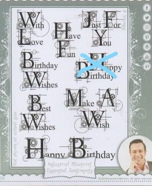 Industrial Blueprint Essential Sentiments - Sentimentally Yours Stamps BIRTHDAY