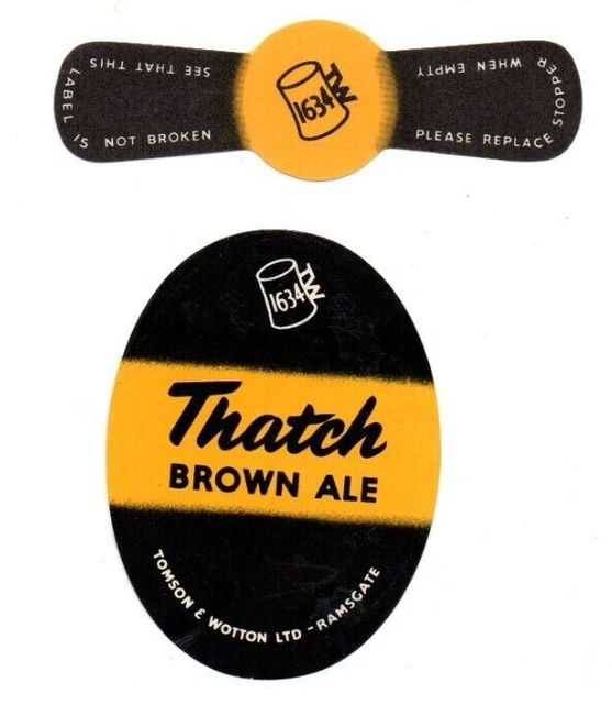 England - Vintage Beer Label - Tomson & Wotton Ltd., Ramsgate - Thatch Brown Ale
