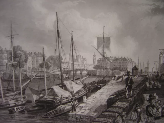 NANTES view taken of Gloriette Island Large engraving circa 1850