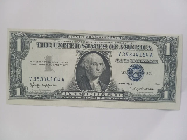 1957B silver certificate 1 blue seal dollar bills miscut MINT CONDITION