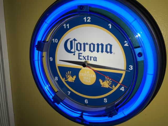 Corona Cerveza Beer Bar Man Cave Neon Wall Clock Advertising Sign