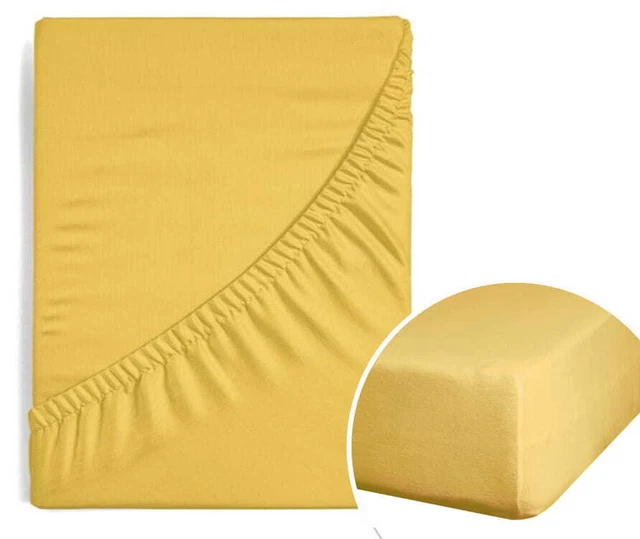 Lenzuola Satino Completamente Adattata Elastica 100X200 CM, h=25 CM Senape Gialla